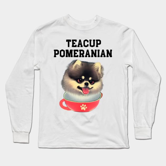 Adorable and Cute Teacup Pomeranian Puppy Fluffy Pomeranian Dog Owner Long Sleeve T-Shirt by Mochabonk